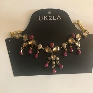 Purple and gold statement necklace UK2LA